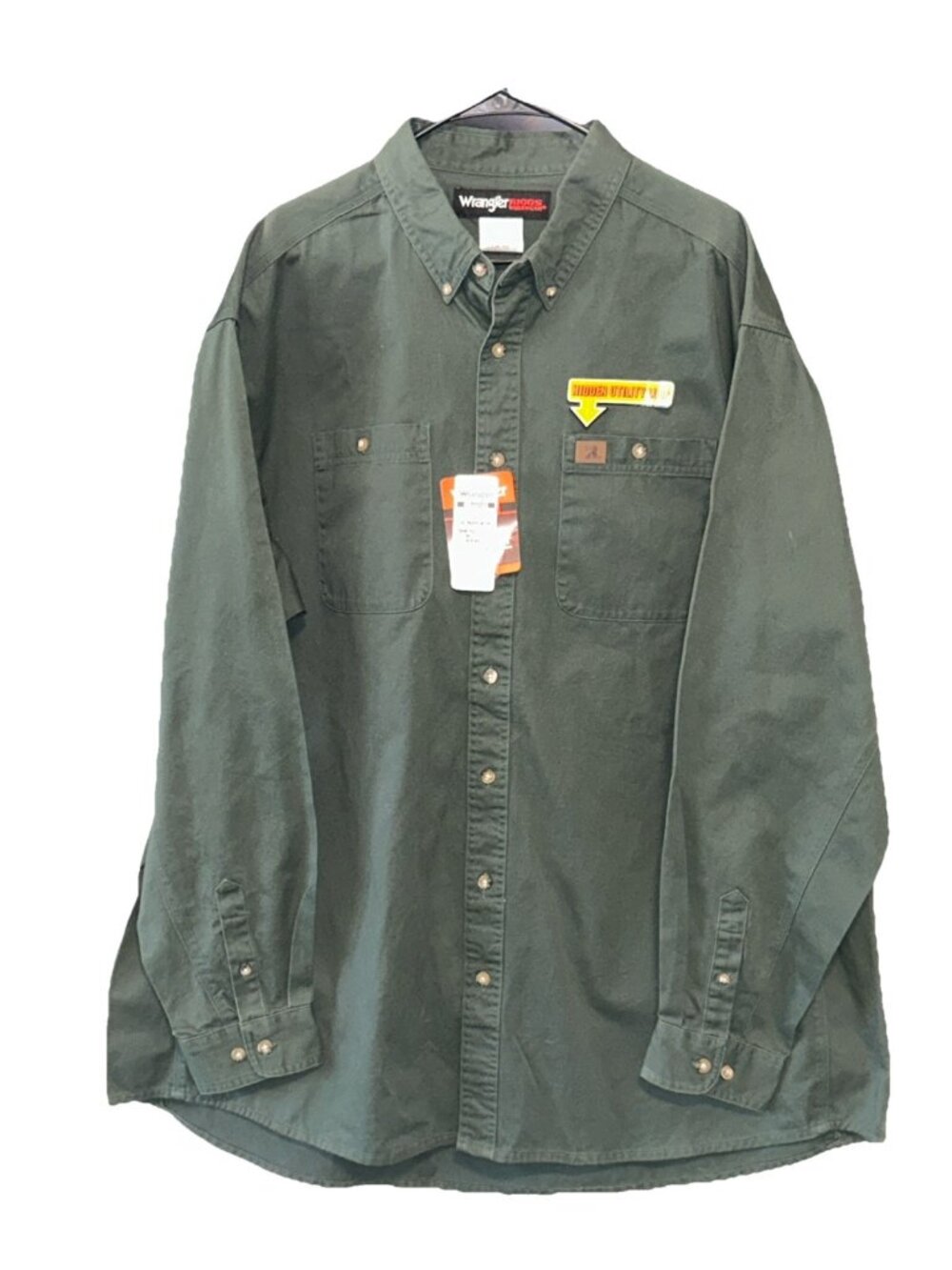 Wrangler Riggs Workwear Shirt Men's 3XT Green 3W501FG Long Sleeve Utility Twill